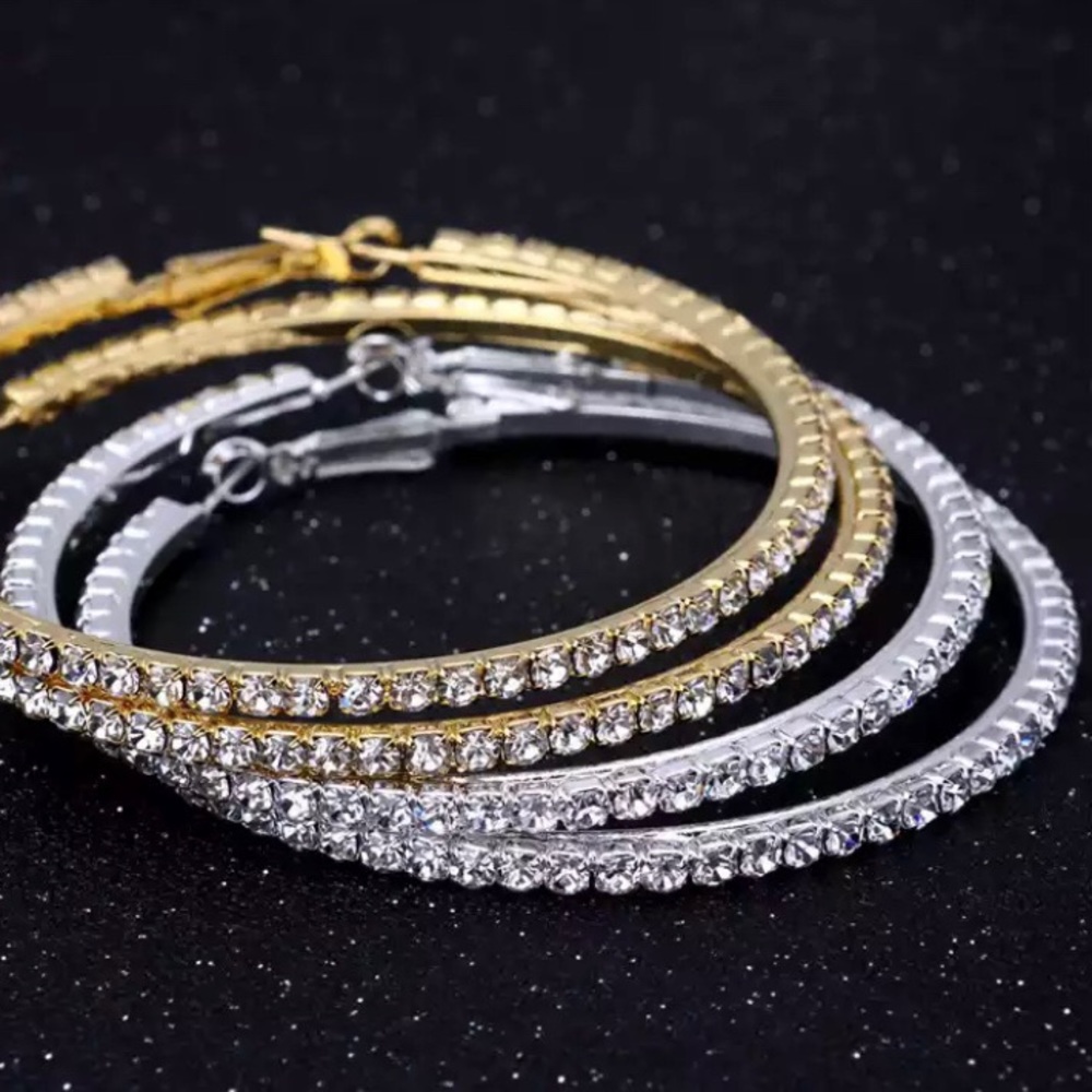Big Hoop Crystal Earrings - Picture 2 of 13